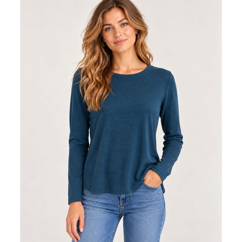 J.Jill Blue Long Sleeve T-Shirt Pima Crew Neck Size XS Casual Everyday